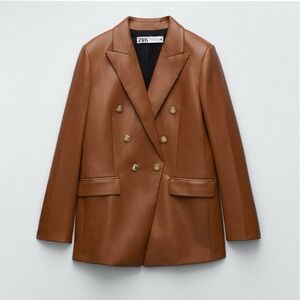 Zara Faux Leather Double Breasted
Blazer Camel Brown Bloggers
Favorite XS